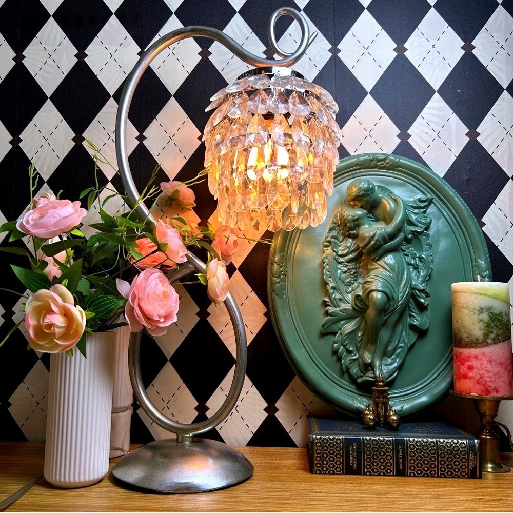 Darling Table Lamp – Metallic Sculptural Base‎ with Tiered Acrylic Drops - Picture 3 of 14